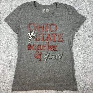 Ohio State Shirt Womens Medium College Tee Scarlet Gray Brutus Soft Casual Basic